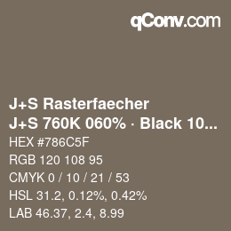 Farbcode: J+S Rasterfaecher - J+S 760K 060% · Black 10% | qconv.com