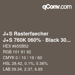 Farbcode: J+S Rasterfaecher - J+S 760K 060% · Black 30% | qconv.com