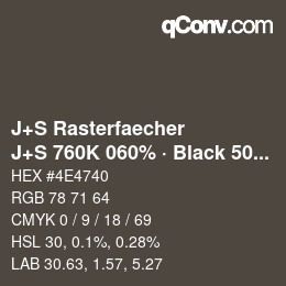 Código de color: J+S Rasterfaecher - J+S 760K 060% · Black 50% | qconv.com