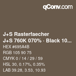 Farbcode: J+S Rasterfaecher - J+S 760K 070% · Black 10% | qconv.com