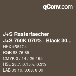 Code couleur: J+S Rasterfaecher - J+S 760K 070% · Black 30% | qconv.com