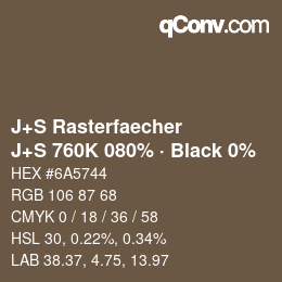Farbcode: J+S Rasterfaecher - J+S 760K 080% · Black 0% | qconv.com