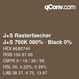 Color code: J+S Rasterfaecher - J+S 760K 080% · Black 0% | qconv.com