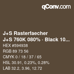 Farbcode: J+S Rasterfaecher - J+S 760K 080% · Black 10% | qconv.com
