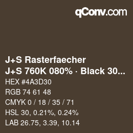 Farbcode: J+S Rasterfaecher - J+S 760K 080% · Black 30% | qconv.com