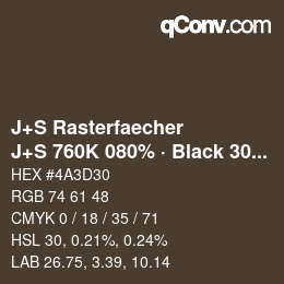 Farbcode: J+S Rasterfaecher - J+S 760K 080% · Black 30% | qconv.com