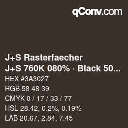 カラーコード: J+S Rasterfaecher - J+S 760K 080% · Black 50% | qconv.com