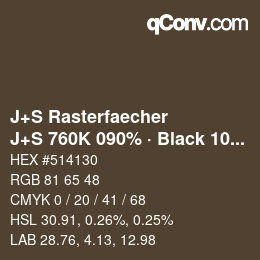 カラーコード: J+S Rasterfaecher - J+S 760K 090% · Black 10% | qconv.com