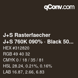 Code couleur: J+S Rasterfaecher - J+S 760K 090% · Black 50% | qconv.com