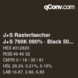 カラーコード: J+S Rasterfaecher - J+S 760K 090% · Black 50% | qconv.com