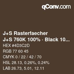 颜色代码: J+S Rasterfaecher - J+S 760K 100% · Black 10% | qconv.com