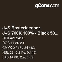 Code couleur: J+S Rasterfaecher - J+S 760K 100% · Black 50% | qconv.com