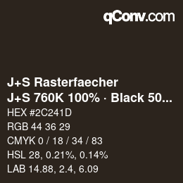 カラーコード: J+S Rasterfaecher - J+S 760K 100% · Black 50% | qconv.com