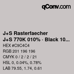 Farbcode: J+S Rasterfaecher - J+S 770K 010% · Black 10% | qconv.com