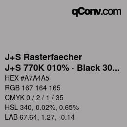 Code couleur: J+S Rasterfaecher - J+S 770K 010% · Black 30% | qconv.com