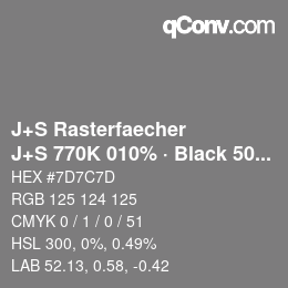 Code couleur: J+S Rasterfaecher - J+S 770K 010% · Black 50% | qconv.com