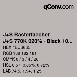 Farbcode: J+S Rasterfaecher - J+S 770K 020% · Black 10% | qconv.com