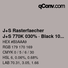 Farbcode: J+S Rasterfaecher - J+S 770K 030% · Black 10% | qconv.com