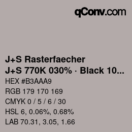 Color code: J+S Rasterfaecher - J+S 770K 030% · Black 10% | qconv.com