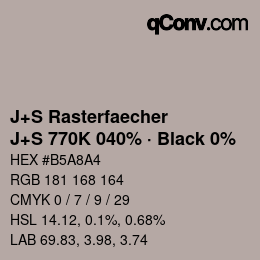 Code couleur: J+S Rasterfaecher - J+S 770K 040% · Black 0% | qconv.com