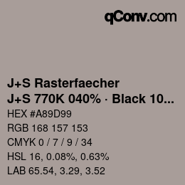 カラーコード: J+S Rasterfaecher - J+S 770K 040% · Black 10% | qconv.com