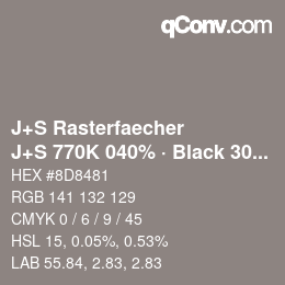 Farbcode: J+S Rasterfaecher - J+S 770K 040% · Black 30% | qconv.com
