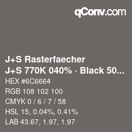 Farbcode: J+S Rasterfaecher - J+S 770K 040% · Black 50% | qconv.com