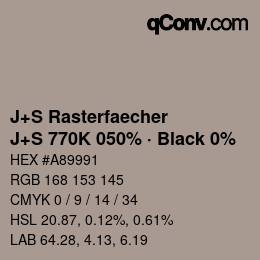 Farbcode: J+S Rasterfaecher - J+S 770K 050% · Black 0% | qconv.com