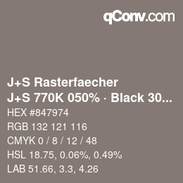 Code couleur: J+S Rasterfaecher - J+S 770K 050% · Black 30% | qconv.com