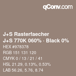 カラーコード: J+S Rasterfaecher - J+S 770K 060% · Black 0% | qconv.com