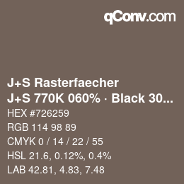 Farbcode: J+S Rasterfaecher - J+S 770K 060% · Black 30% | qconv.com