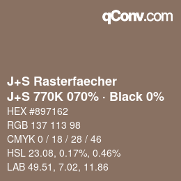 Farbcode: J+S Rasterfaecher - J+S 770K 070% · Black 0% | qconv.com