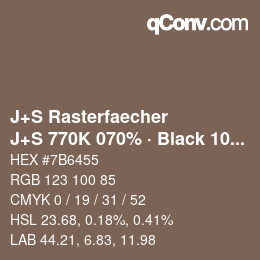 Code couleur: J+S Rasterfaecher - J+S 770K 070% · Black 10% | qconv.com
