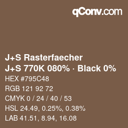 Farbcode: J+S Rasterfaecher - J+S 770K 080% · Black 0% | qconv.com