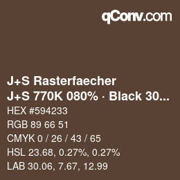 Farbcode: J+S Rasterfaecher - J+S 770K 080% · Black 30% | qconv.com
