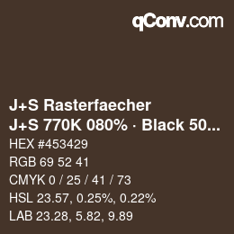 Farbcode: J+S Rasterfaecher - J+S 770K 080% · Black 50% | qconv.com