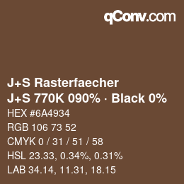 カラーコード: J+S Rasterfaecher - J+S 770K 090% · Black 0% | qconv.com
