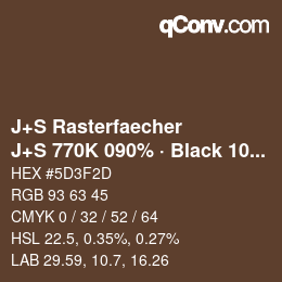 Farbcode: J+S Rasterfaecher - J+S 770K 090% · Black 10% | qconv.com