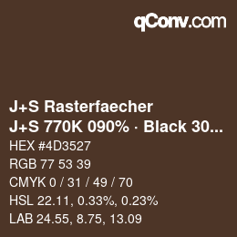 Farbcode: J+S Rasterfaecher - J+S 770K 090% · Black 30% | qconv.com