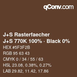 Code couleur: J+S Rasterfaecher - J+S 770K 100% · Black 0% | qconv.com