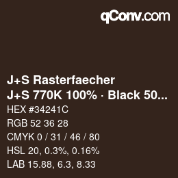 カラーコード: J+S Rasterfaecher - J+S 770K 100% · Black 50% | qconv.com