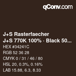 Color code: J+S Rasterfaecher - J+S 770K 100% · Black 50% | qconv.com