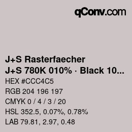 カラーコード: J+S Rasterfaecher - J+S 780K 010% · Black 10% | qconv.com