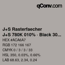 カラーコード: J+S Rasterfaecher - J+S 780K 010% · Black 30% | qconv.com