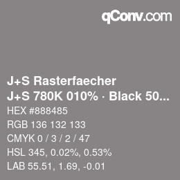 Code couleur: J+S Rasterfaecher - J+S 780K 010% · Black 50% | qconv.com