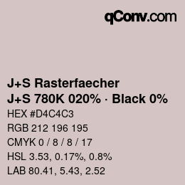 Farbcode: J+S Rasterfaecher - J+S 780K 020% · Black 0% | qconv.com