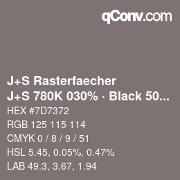 Farbcode: J+S Rasterfaecher - J+S 780K 030% · Black 50% | qconv.com