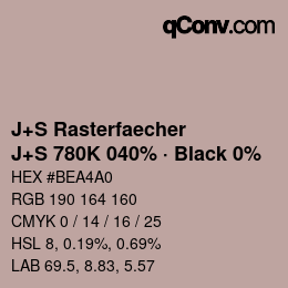 Farbcode: J+S Rasterfaecher - J+S 780K 040% · Black 0% | qconv.com