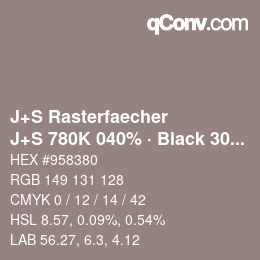 Code couleur: J+S Rasterfaecher - J+S 780K 040% · Black 30% | qconv.com