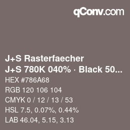 Farbcode: J+S Rasterfaecher - J+S 780K 040% · Black 50% | qconv.com